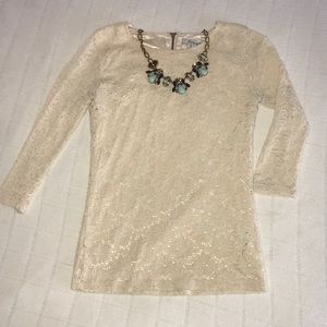 Forever 21 Cream Lace Top 3/4 Sleeves size S